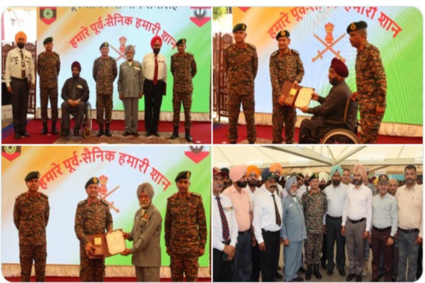 Army Chief presents ‘Veteran Achievers Award’ to 1971 war veterans and others in Jalandhar.